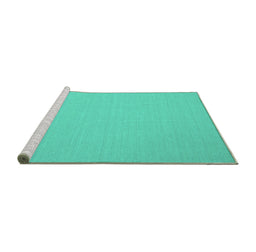 Sideview of Machine Washable Solid Turquoise Modern Area Rugs, wshcon205turq