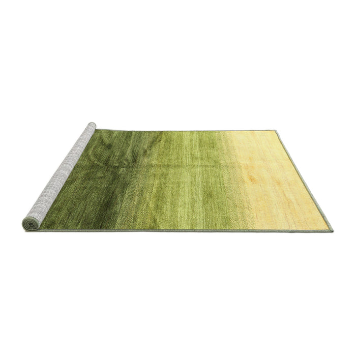 Serging Thickness of Machine Washable Contemporary Yellow Green Rug, wshcon2060