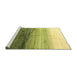 Serging Thickness of Machine Washable Contemporary Yellow Green Rug, wshcon2060