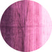 Round Abstract Pink Contemporary Rug, con2060pnk