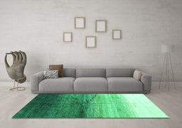 Machine Washable Abstract Turquoise Contemporary Area Rugs in a Living Room,, wshcon2060turq