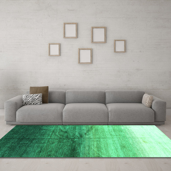 Machine Washable Abstract Turquoise Contemporary Area Rugs in a Living Room,, wshcon2060turq