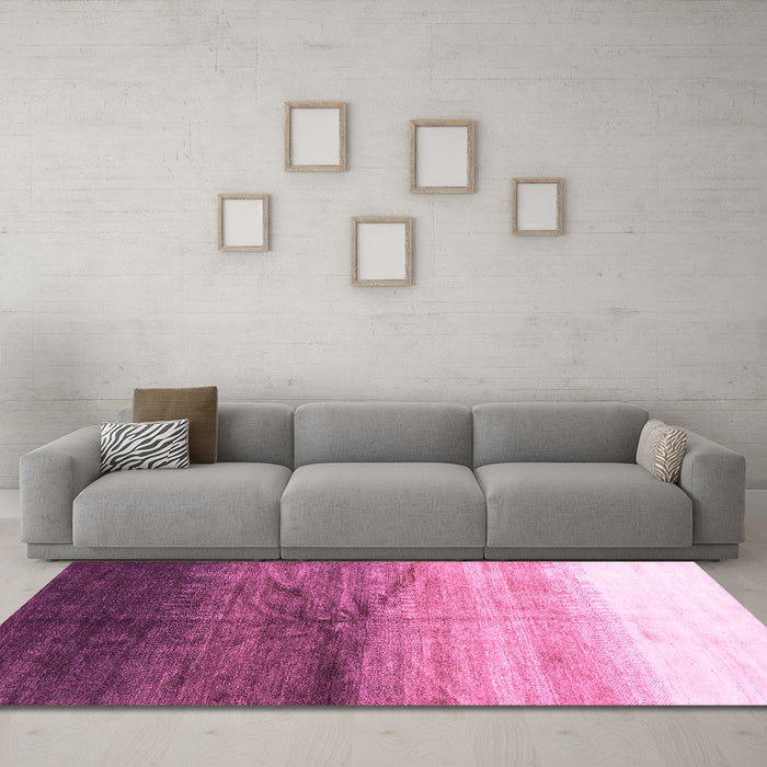 Machine Washable Abstract Pink Contemporary Rug in a Living Room, wshcon2060pnk