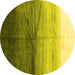 Round Abstract Yellow Contemporary Rug, con2060yw