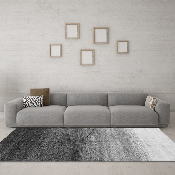 Machine Washable Abstract Gray Contemporary Rug in a Living Room,, wshcon2060gry