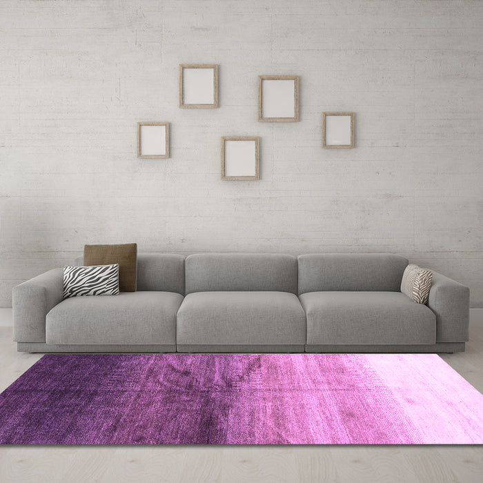 Machine Washable Abstract Purple Contemporary Area Rugs in a Living Room, wshcon2060pur