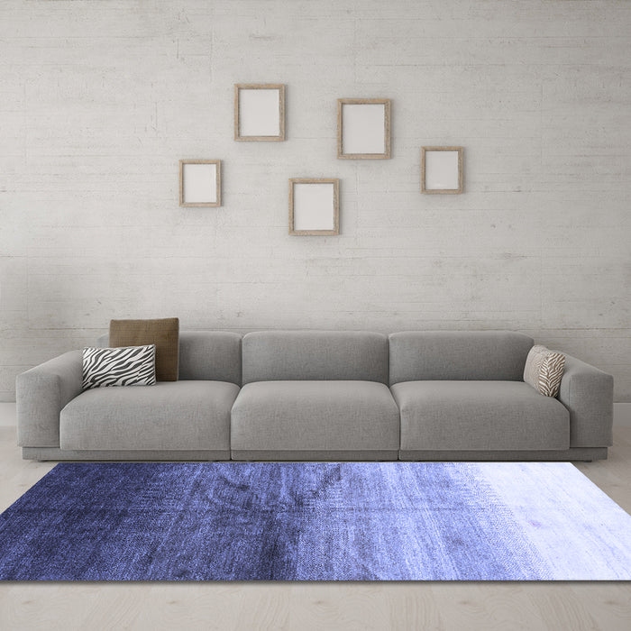 Machine Washable Abstract Blue Contemporary Rug in a Living Room, wshcon2060blu
