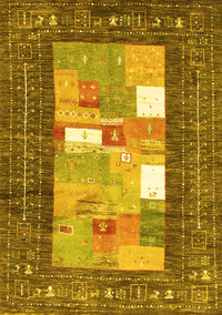 Abstract Yellow Contemporary Rug, con2061yw