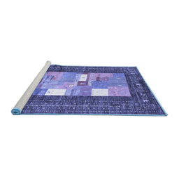 Sideview of Machine Washable Abstract Blue Contemporary Rug, wshcon2061blu
