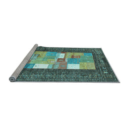 Sideview of Machine Washable Abstract Light Blue Contemporary Rug, wshcon2061lblu
