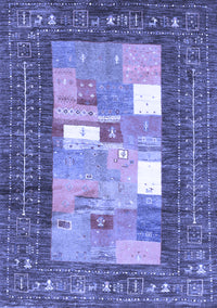 Abstract Blue Contemporary Rug, con2061blu