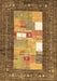 Machine Washable Abstract Brown Contemporary Rug, wshcon2061brn