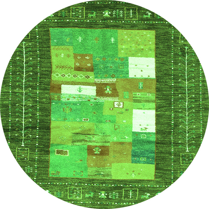Square Abstract Green Contemporary Rug, con2061grn