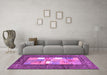 Machine Washable Abstract Purple Contemporary Area Rugs in a Living Room, wshcon2061pur