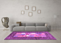 Machine Washable Abstract Purple Contemporary Rug, wshcon2061pur