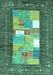 Machine Washable Abstract Turquoise Contemporary Area Rugs, wshcon2061turq