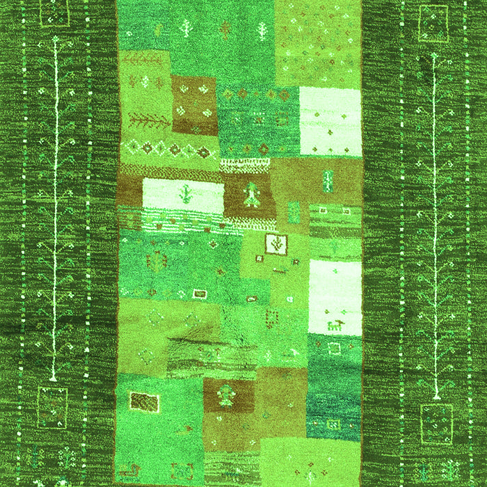 Serging Thickness of Machine Washable Abstract Green Contemporary Area Rugs, wshcon2061grn