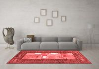 Machine Washable Abstract Red Contemporary Rug, wshcon2061red