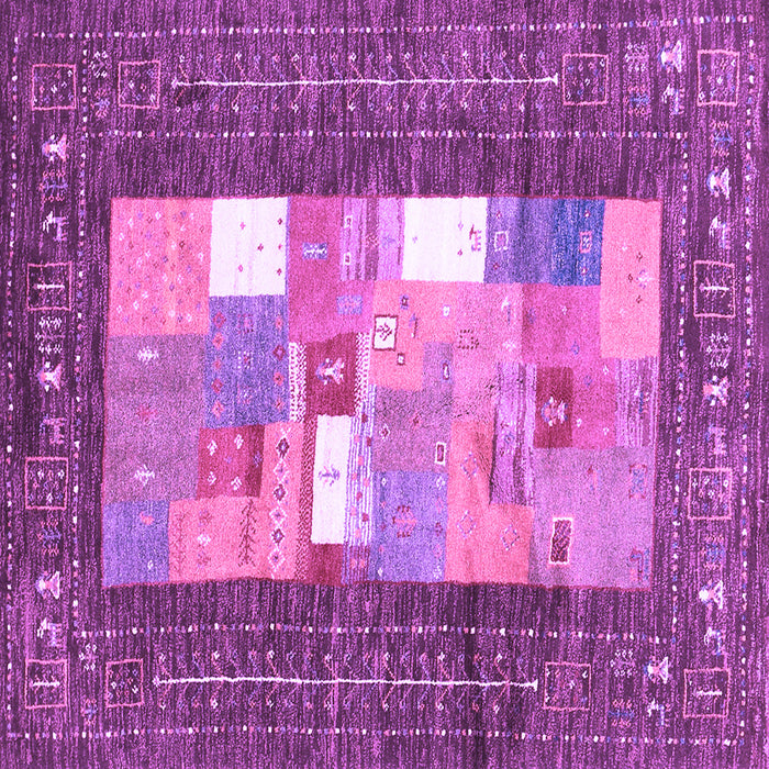 Square Machine Washable Abstract Purple Contemporary Area Rugs, wshcon2061pur