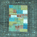 Square Abstract Light Blue Contemporary Rug, con2061lblu