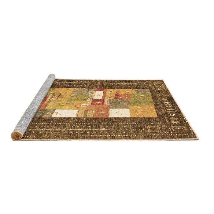 Sideview of Machine Washable Abstract Brown Contemporary Rug, wshcon2061brn