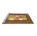 Sideview of Machine Washable Abstract Brown Contemporary Rug, wshcon2061brn