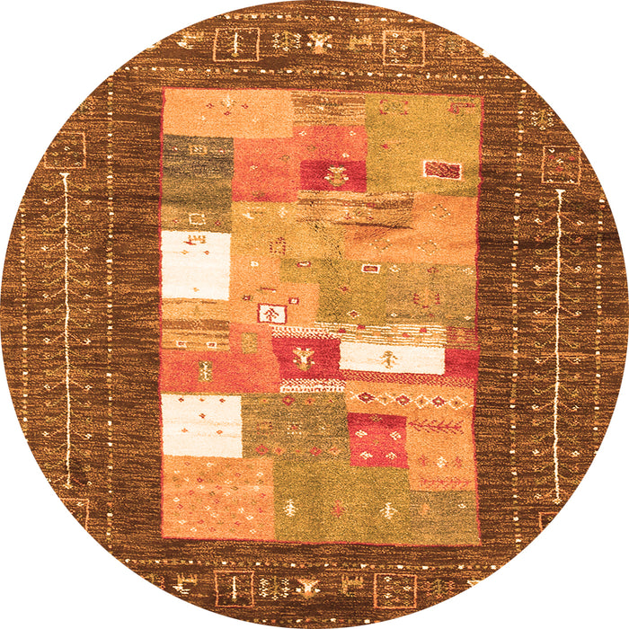 Square Abstract Orange Contemporary Rug, con2061org