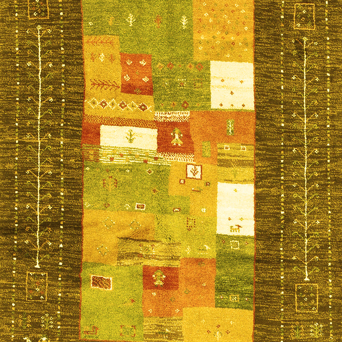 Machine Washable Abstract Yellow Contemporary Rug, wshcon2061yw
