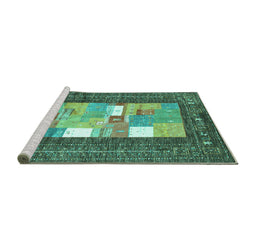 Sideview of Machine Washable Abstract Turquoise Contemporary Area Rugs, wshcon2061turq