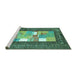 Sideview of Machine Washable Abstract Turquoise Contemporary Area Rugs, wshcon2061turq