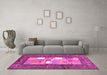 Machine Washable Abstract Pink Contemporary Rug in a Living Room, wshcon2061pnk