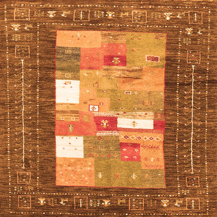Round Machine Washable Abstract Orange Contemporary Area Rugs, wshcon2061org
