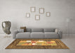 Machine Washable Abstract Brown Contemporary Rug in a Living Room,, wshcon2061brn