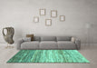 Machine Washable Abstract Turquoise Contemporary Area Rugs in a Living Room,, wshcon2062turq