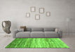 Machine Washable Abstract Green Contemporary Area Rugs in a Living Room,, wshcon2062grn