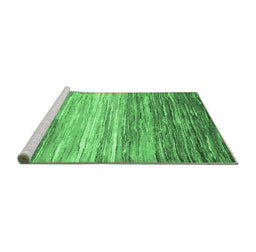 Sideview of Machine Washable Abstract Emerald Green Contemporary Area Rugs, wshcon2062emgrn
