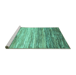 Sideview of Machine Washable Abstract Turquoise Contemporary Area Rugs, wshcon2062turq