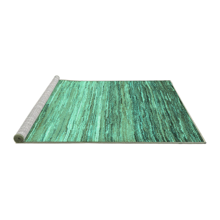 Sideview of Machine Washable Abstract Turquoise Contemporary Area Rugs, wshcon2062turq