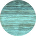 Round Machine Washable Abstract Light Blue Contemporary Rug, wshcon2062lblu