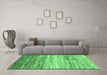 Machine Washable Abstract Emerald Green Contemporary Area Rugs in a Living Room,, wshcon2062emgrn