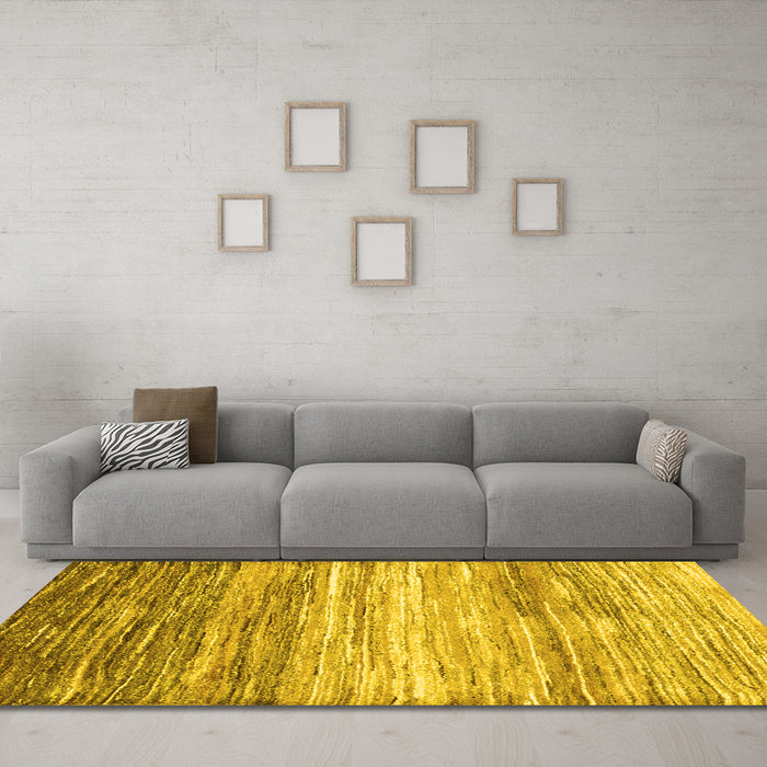 Machine Washable Abstract Yellow Contemporary Rug in a Living Room, wshcon2062yw