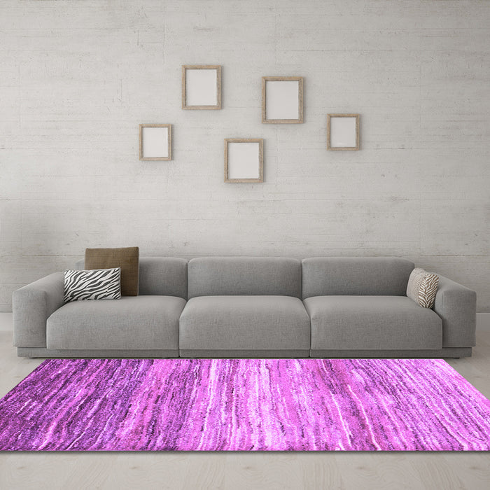 Machine Washable Abstract Purple Contemporary Area Rugs in a Living Room, wshcon2062pur