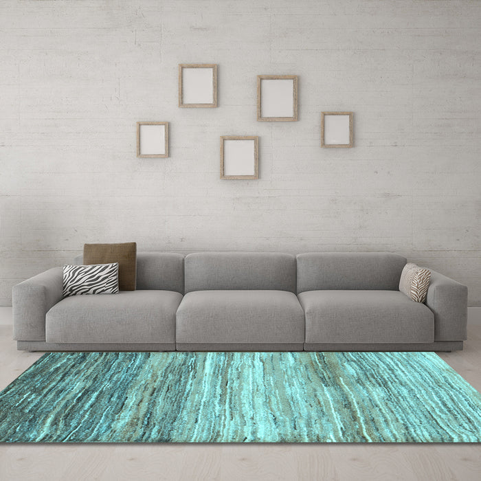 Machine Washable Abstract Light Blue Contemporary Rug in a Living Room, wshcon2062lblu