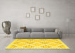 Machine Washable Southwestern Yellow Country Rug in a Living Room, wshcon2063yw