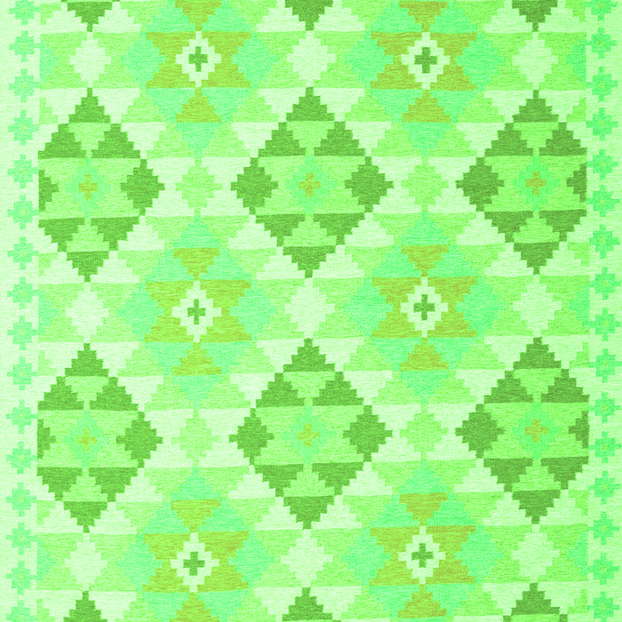 Serging Thickness of Machine Washable Southwestern Green Country Area Rugs, wshcon2063grn