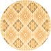 Round Machine Washable Southwestern Brown Country Rug, wshcon2063brn