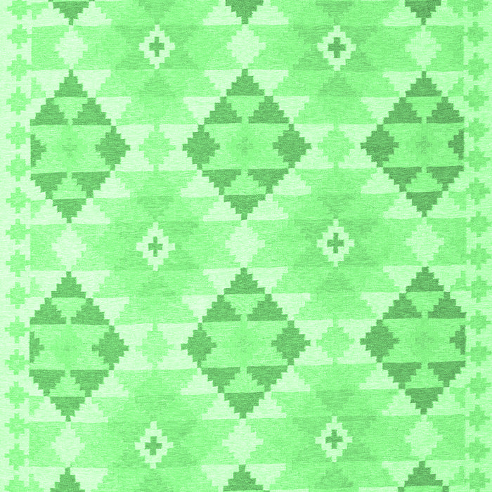 Machine Washable Southwestern Emerald Green Country Area Rugs, wshcon2063emgrn