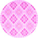 Round Southwestern Pink Country Rug, con2063pnk