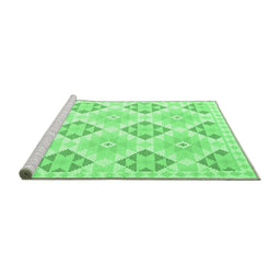 Sideview of Machine Washable Southwestern Emerald Green Country Area Rugs, wshcon2063emgrn
