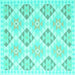 Square Machine Washable Southwestern Turquoise Country Area Rugs, wshcon2063turq